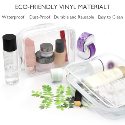 APREUTY 6 Packs Clear Makeup Bags, TSA Approved Toiletry Bags Set, White - color: White-6PCS (Large+Medium+Small)