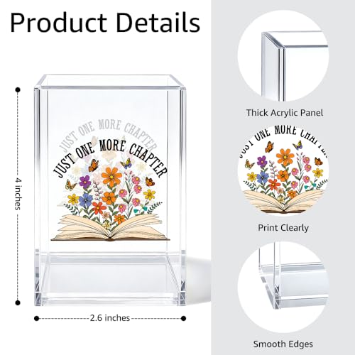 Just One More Chapter Acrylic Pen Pencil Holder for Desk Bookshelf - color: Transparent33