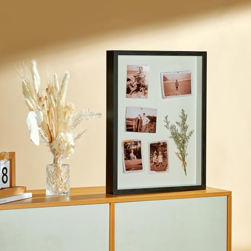 12x16 Large Shadow Box Frame with Thickened Acrylic Panel & Pins - color: Black + Thickened Panel + Foam Packaging, size: 12x16
