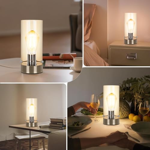Bedside Nightstand Lamp for Bedroom Living Room, Modern Desk Lamp - color: Bronze-Clear