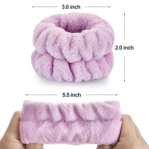 Dorbetar 2 Pcs Wrist Bands for Washing Face, Microfiber Wrist Towels for Washing Face, Spa Wristbands for Washing Face, Face Wash Wristbands, Arm Bands for Washing Face for Woman and Children - color: A-Purple, size: 2 Count (Pack of 1)