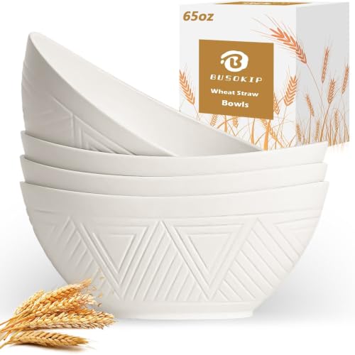 65 OZ Big Bowl Set - Unbreakable Salad Bowls Set of 4 (White) - color: White, size: 65 Oz