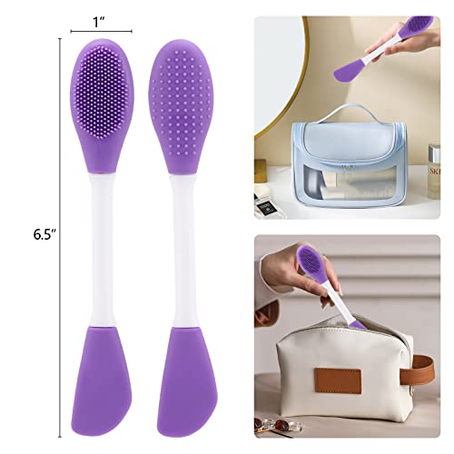 20 Pcs Silicone Face Mask Applicator, 2 in 1 Double-Sided Facial Scrubber Brush Tool, Double-Head Manual Cleansing Brush for Deep Gentle Exfoliating - size: 20Pcs