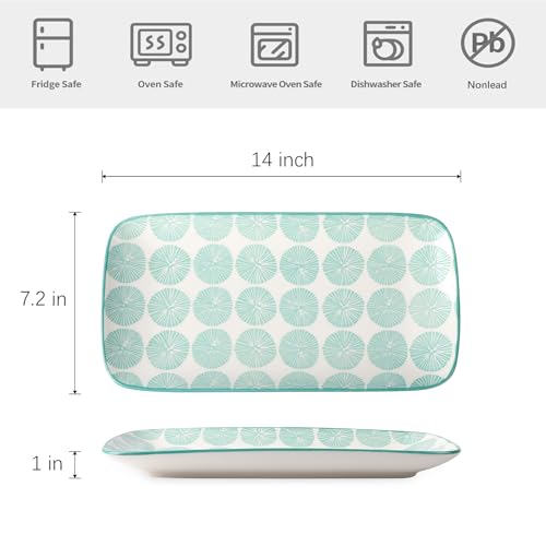 Selamica Ceramic Serving Platters, 14 Inch Serving Trays for Party Entertaining, Large Rectangular Serving Plates for Appetizer, Charcuterie, Dessert, Fruit, Set of 4, Assorted Colors - color: Assorted Colors, size: 14 Inch,Set of 4
