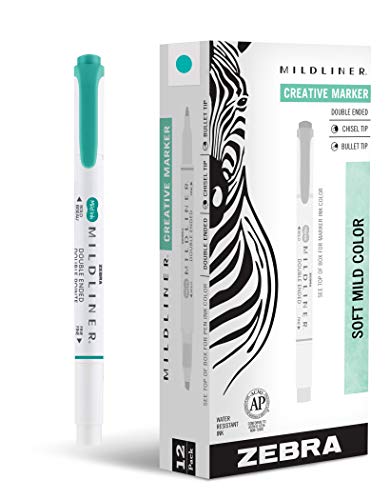 Zebra Pen MILDLINER No Bleed Highlighter, Summer Green, Dual Tip, 12-Pack - color: Summer Green