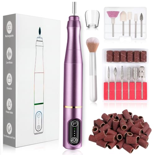 TUOBEO Cordless Nail Drill Electric Nail File Kit, Rechargeable Efile Set - color: Purple