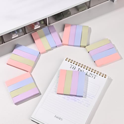BAYTORY 6 Pads Pastel Index Tabs, 4 Colors Small Sticky Notes (3x0.7 in) - size: 3x0.7 Inch