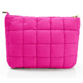 Hillban Hot Pink Puffy Quilted Makeup Bag for Women Gift, Classic - color: Hot Pink, size: Classic