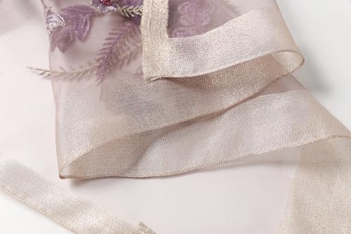 Jeelow Long Silk Blend Embroidered Floral Shawl Scarf Wrap for Women - color: Purple Bloom