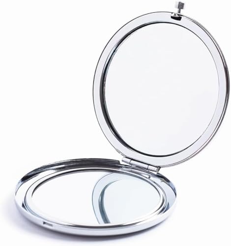 MIHAGUTY Magnifying Compact Mirror for Purses with 2 x 1x Magnification, Folding Mini Pocket Double Sided Travel Makeup Mirror,Perfect for Purse, Pocket Mirror for Gift (Silver) - color: Silver, size: 0"L x 0"W