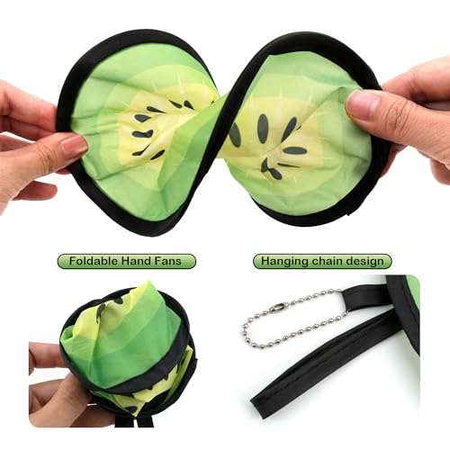 Quacc 3 PCS Round Foldable Hand Fans, Fruit Style Handheld Folding Fan