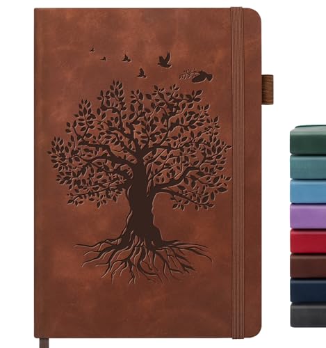 Lined Journal Notebook for Women Men, A5 Hardcover Leather Journals - color: A-Tree-Brown, size: 1 Pack-A5（5.8"×8.3"）
