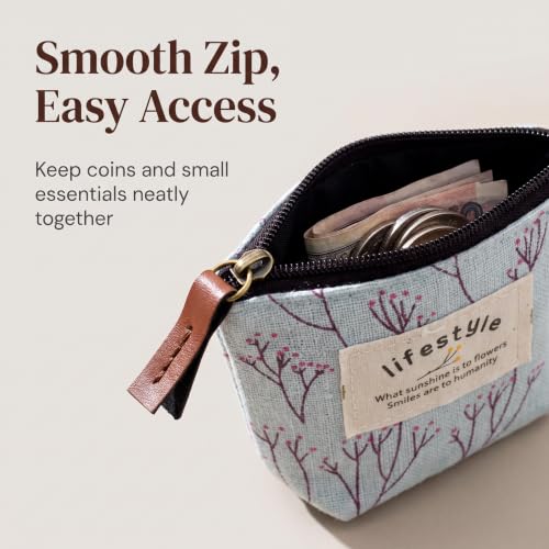 4Pcs Colour Coin Purse, Mini Canvas Change Purse Coin Pouch with Flower Pattern, Portable Purse Holder Girls with Zipper for Cash, Keys Coin, Credit Card, ID Card Wallets and Money Accessories