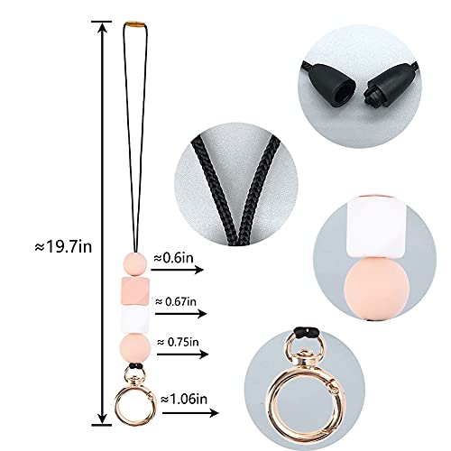 Teacher Lanyards for ID Badges and Keys, Cute Silicone Beaded Lanyard - color: Gold-003
