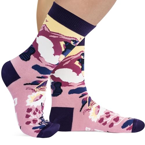Lavley Women's Funny Socks Cute Novelty Gift for Women & Teens - color: Rise and Climb (Purple)