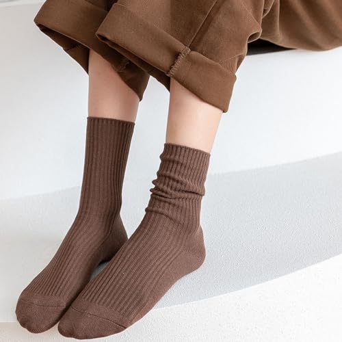 Womens Striped Crew Socks, Cute Vintage Retro Mid Calf Boot Socks for Women Ladies 5/6 Pairs, Size 5-10 - color: Multicolor