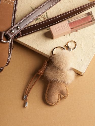 MINACHI Boho Mini Mitten Charm with Pompom Keychain - color: Keychain -Key.001