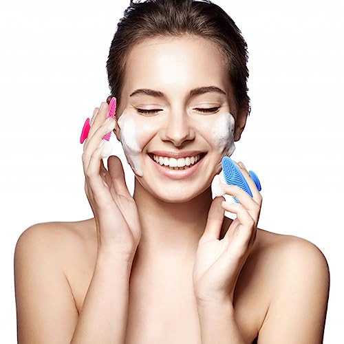 Silicone Facial Cleansing Brush - 4 Pack Face Scrubber & Exfoliator for Deep Cleaning, Soft Brush, Blackhead & Acne Pore Care