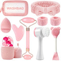 Skincare Tools Set with Face Cleansing Brush, Ice Face Roller & Gua Sha Set