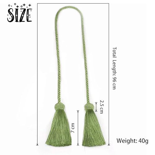 BEL AVENIR 4 Pack Handmade Rope Tassel Curtain Tiebacks - color: Green, size: 4 Pack