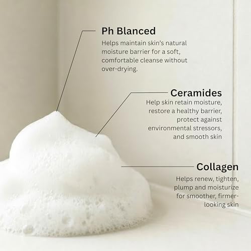 SpaScriptions 2 in 1 Cleanse & Exfoliate Foaming Facial Cleanser - Collagen & Ceramides Face Wash with Silicone Brush for Dry Skin with Barrier Support with Peptides, Daily Cleansing (2-Pack) - size: 5 Fl Oz (Pack of 2)