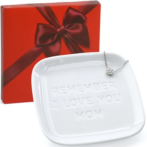 TOPIO Ceramic Jewelry Dish Tray – Handmade Premium Trinket Dish for Rings, Earrings & Necklaces – Decorative Jewelry Holder for Vanity, Nightstand, Gift for Mom, Friends, Her - color: Mom
