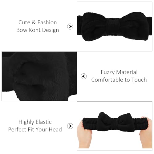 10 Pack Black Soft Spa Headbands Bulk for Women Girls - color: Black