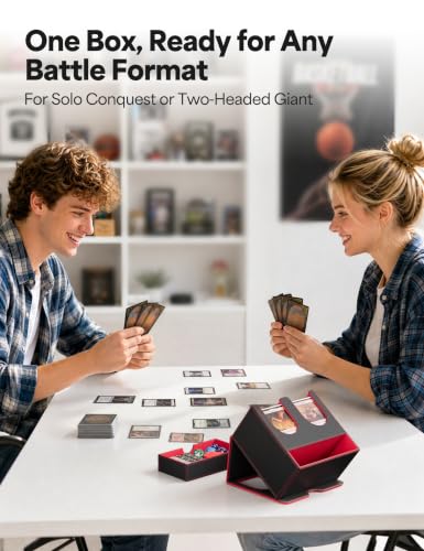 Card Deck Box with Dice Tray for MTG Commander Display(Black Red) - color: B-Black&Red