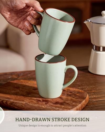 famiware Venus Coffee Mugs Set of 4, 13 oz Ceramic Stoneware Mug Cup Set - color: Light Green, size: 4pcs