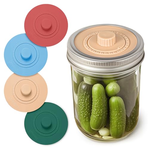 Original Patented Airlock Fermentation Lids for Wide Mouth Mason Jars, Fermenter Caps, Fermentation Kit for Sauerkraut & Pickle Kit, One Way Waterless Airlock Valve - BPA-Free (Jar Not Included)