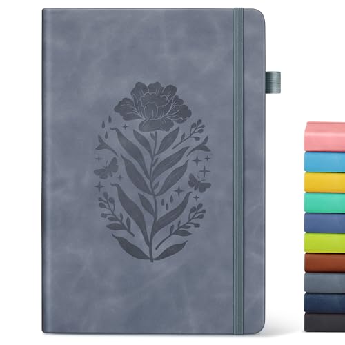 Lined Journal Notebook for Men Women, A5 Leather Journals for Writing, 200 Pages College Ruled Journal Notebook, Travel Daily Journal Notebook for Work School, Note Taking 5.75'' X 8.38'' Grayblue - color: Grayblue