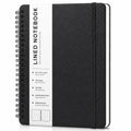 Lined Spiral Notebook for Women, A5 College Ruled Leather Spiral Journals - color: Black, size: A5