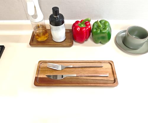 Small Wooden Narrow Tray (11.3 x 4.1 inch) Serving Tray - color: Rectangular - Brown, size: 11.3" x 4.1" x 0.6"