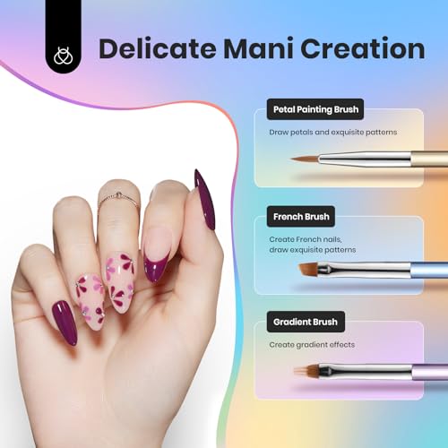 Beetles Gel Nail Art Brushes, 6 Pcs Double-Ended Fingernail Art Design Pens - color: B-Multicolor-6