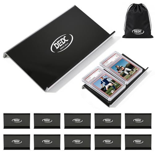 DEDC 10 Pack Modular Acrylic Graded Card Display Risers Black Trading Card Stands for Vendor Showcase and Sorting Tray - size: 10 Pack