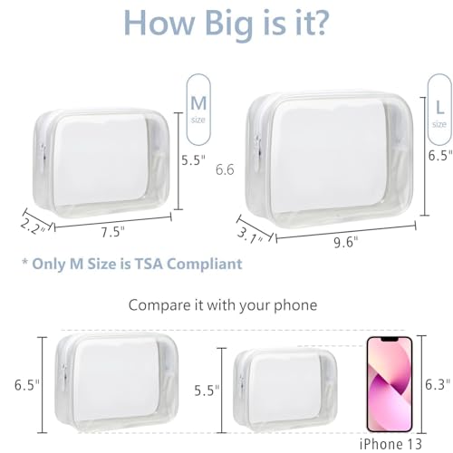 PACKISM Clear Makeup Bag Travel - TSA Approved Toiletry Bag, 2 Matte White - color: Matte White, size: Mixed Size Series (1 Medium + 1 Large)