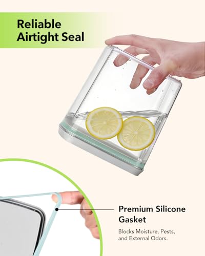 Airtight Food Containers Set with One-Touch Lid, Mixed Size Set (2.8 QT / 2.65 L & 4.2 QT / 4.0 L) with Scoop, Stackable Jars for Complete Kitchen Organization. - color: 2.8QT+4.22QT