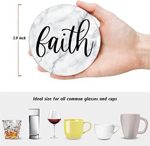 Britimes Coasters for Drinks, Set of 6, Ceramic Stone, White Marble - color: Retro 9