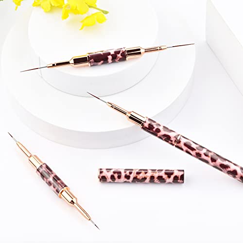 Nail Art Brushes -Double Ended Nail Art Liner Brushes 10 Heads Brush Set - color: Leopard Brown