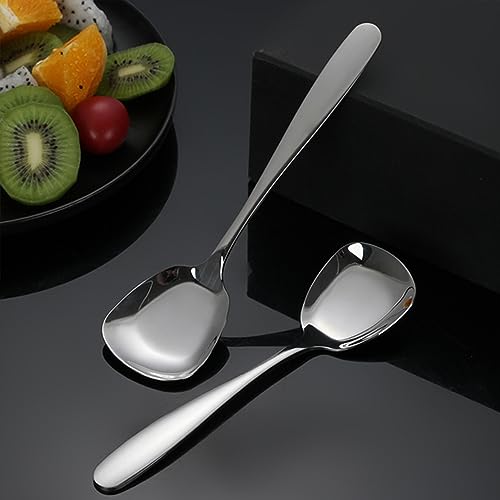 Ouliget Square Head Spoons, Korean style Square Sugar Spoon,Thick Heavy Stainless Steel Soup Spoon Table Spoons Flat Square Spoon,7 Inch,Set of 8. - size: 7 inches, Set of 8, Square Head