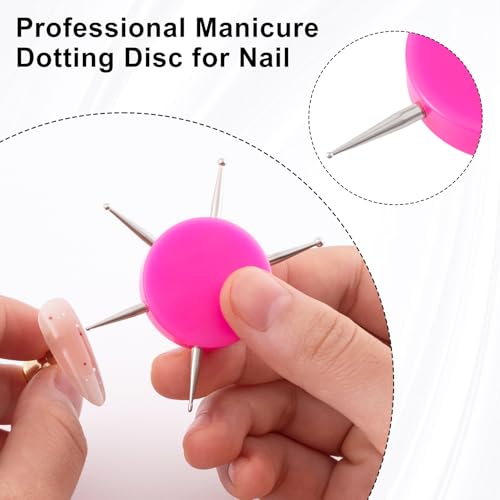 2pcs Nail Dotting Tool, 6-in-1 Metal Dotting Nail Art, Pink, Black - color: Pink, Black, 2pcs, 6-in-1