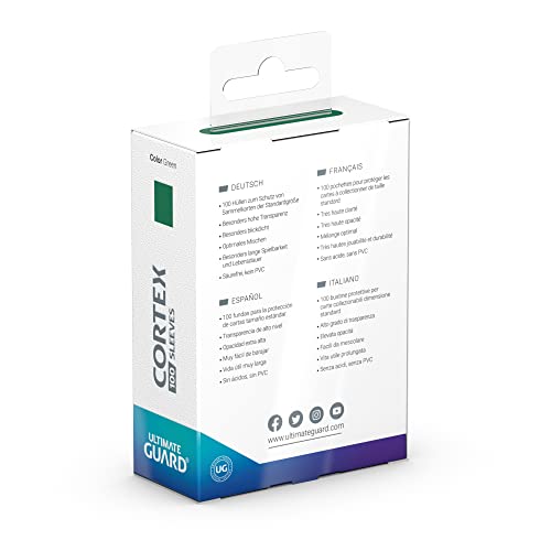 Ultimate Guard Cortex Outer Card Sleeves, 100 Standard Size TCG Sleeves, 66 x 91mm, Green Back, Glossy Finish, No PVC & Acid-Free, High Clarity - color: Green, size: Standard Glossy