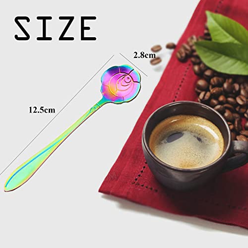 16 Pieces Flower Spoon Coffee Teaspoon Set, PBIEHSR Stainless Steel Coffee Tea Spoons for Drink Mixing Milkshake Jam - style: Multicolor