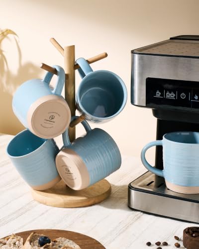 famiware Coffee Mugs Set of 4, 13 oz Mug Set, Ceramic Cup Set with Handle - color: Constellation- Ice Blue, size: 4 Count (Pack of 1)