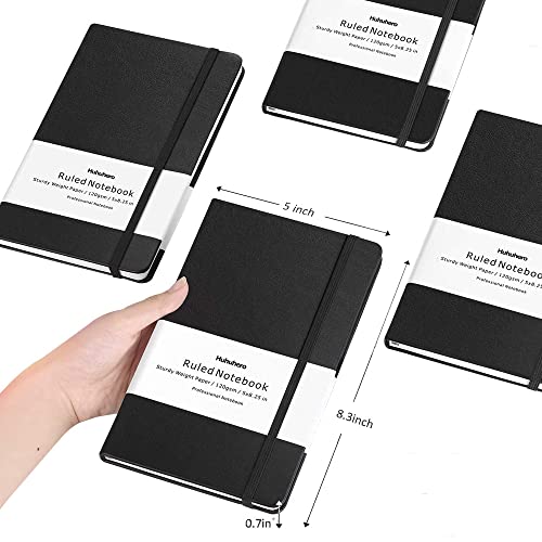 Huhuhero 5 Pack Lined Journal Notebook, A5 College Ruled 5"×8.25", Black - color: Black, size: 5