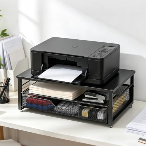 gianotter Computer Monitor Stand Riser with Drawer - color: Black, size: 14.1L x 9.64W x 5.9H Inch