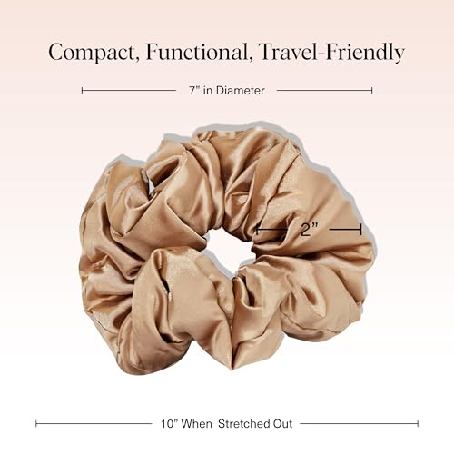 Kitsch Pillow Satin Scrunchies for Women - Charcoal & Gold, 2pcs - color: Gold