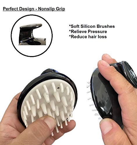 G.B.S Hair Scalp Massager Shampoo Brush, Soft and Flexible Silicone Bristles, Hair Care Tool for Women Men Daily Grooming, Pack of 3, Black