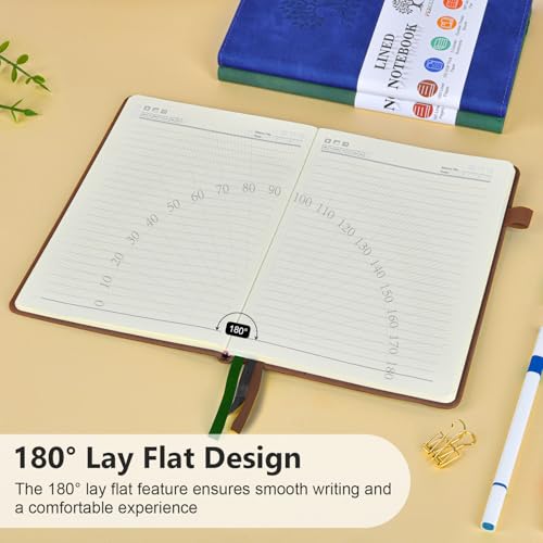Lined Notebook 5.9"x8.5", Hardcover Leather Journal for Women Men,160 Pages - color: Brown, size: Lined Page