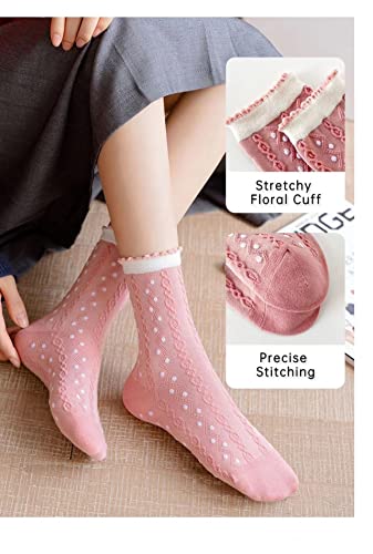 Vintage Embroidered Floral Socks for Women Combed Cotton Crew Socks - color: 20 Pairs-mix